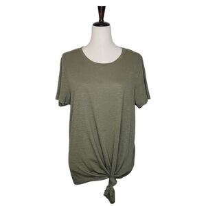 Social Standard By Sanctuary Army Green Knot Detail Short Sleeve T-shirt Size L